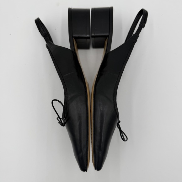 Everlane Ballet Slingback Heels Womens 10 Black Leather Square Toe Block Heel - Picture 5 of 8